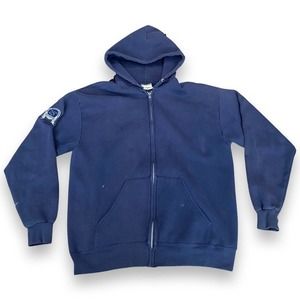 Lee Heavyweight Hoodie Mens Medium Blue Hooded Full Zip Sweatshirt